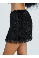 041118 Saçaklı Mini Etek