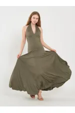 111684 Sırt Dekolteli Midi Elbise