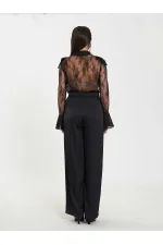 Pantalon droit satiné avec ceinture 031656