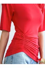 050748 Vatkalı Büzgülü T-shirt