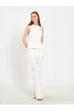 031673 Stella Straight Leg Trousers with Belt Buckle