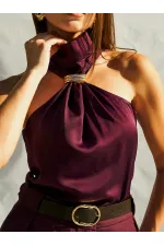 071773 Buckled Satin Blouse