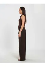 071894 Front Zipper Knitted Sleeveless Bodysuit