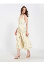111729 Midi Dress with Ruched Bust and Ruffles 111729 Midi Dress with Ruched Bust and Ruffles