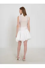 080774 Sleeveless Shirt with Ruffle Detail at Front