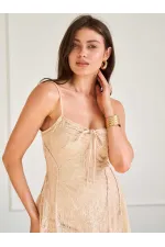 111742 Pullu Dantel Elbise