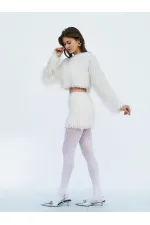 041118 Saçaklı Mini Etek