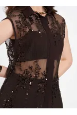 Chemise sans manches à sequins et ornements 080821