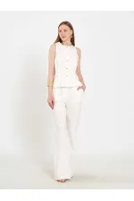 031673 Stella Straight Leg Trousers with Belt Buckle
