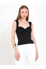 071926 Draped Front Knitted Blouse