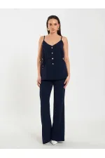 Gilet à col en V et ceinture à nouer à la taille 120743