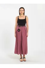 041164 A Pileli Kemerli Midi Etek