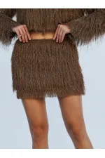 041118 Saçaklı Mini Etek