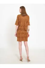 041195 Dantel Görünümlü Mini Etek