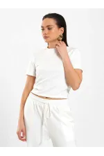 050734 Bisiklet Yaka Crop T-Shirt