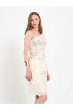 071920 Lace-Look One-Shoulder Asymmetrical Blouse