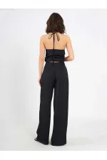 031649 Wide Pleated Satin Trousers
