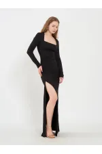 111694 Long-Sleeved Dress with Slit