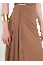 041197 Elastic Waist Asymmetrical Midi Skirt