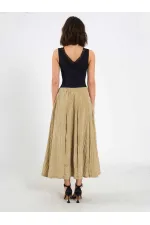041188 Arkası Lastikli Kloş Midi  Etek