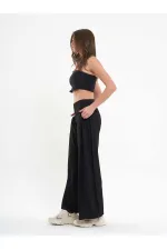 031595 Wide Leg Trousers with Side Pleats