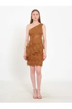 071920 Lace-Look One-Shoulder Asymmetrical Blouse