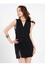 120748 Vest with Lace Detail and Buckle on the Back 120748 Vest with Lace Detail and Buckle on the Back