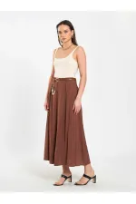 041164 A Pleated Belted Midi Skirt