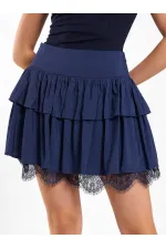 041180 Dantel Detaylı Kloş Etek