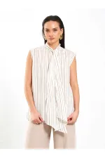 080804 Flarlı Kolsuz Gömlek