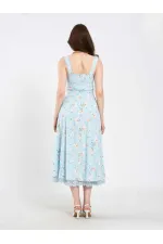 111729 Midi Dress with Ruched Bust and Ruffles 111729 Midi Dress with Ruched Bust and Ruffles