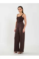 031656 Satin Belted Straight Leg Trousers
