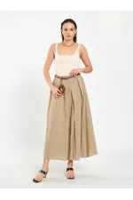 041164 A Pileli Kemerli Midi Etek