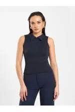 071894 Önü Fermuarlı Örme Kolsuz Body