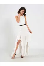 Robe ceinturée ornée 111711