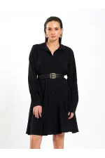 111703 Belted Ruffled Asymmetrical Dress