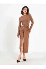 Robe midi drapée sur le devant 111699