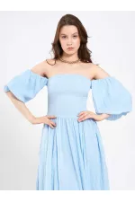 Robe en coton à manches ballon 111736 Robe en coton à manches ballon 111736