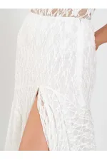 041177 Katlı Yırtmaçlı Dantel Etek