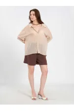 080824 Açık Yaka Oversize Pamuk Gömlek