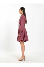 111703 Belted Ruffled Asymmetrical Dress