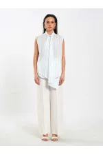 080804 Sleeveless Shirt with Flared Pattern