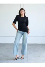 050748 Vatkalı Büzgülü T-shirt