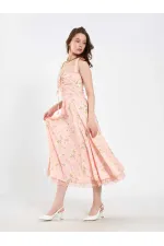 111729 Midi Dress with Ruched Bust and Ruffles 111729 Midi Dress with Ruched Bust and Ruffles