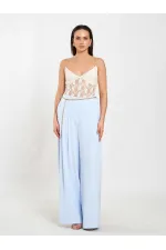 031641 Pervazlı Çift Pile Pantolon