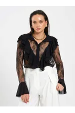 Chemisier en dentelle à volants 080791