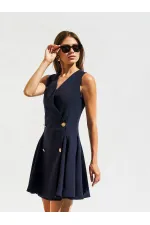 111611 Sleeveless Mini Button Detail Dress