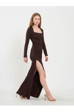 111694 Long-Sleeved Dress with Slit