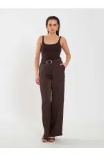 031656 Satin Belted Straight Leg Trousers