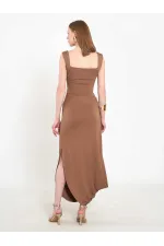 041197 Elastic Waist Asymmetrical Midi Skirt